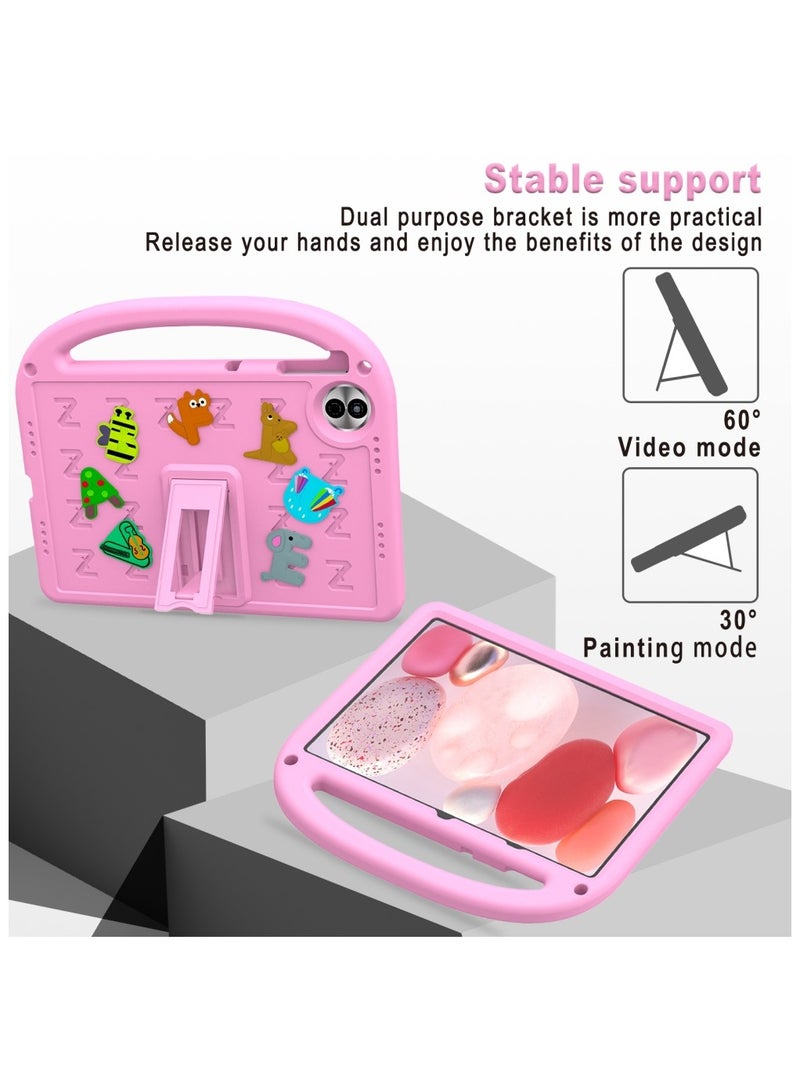 Kids Case For Honor Pad 10 12.1 Inch Released 2025, EVA Foam Lightweight Shockproof Duarable Tablet Cover with Handle Stand Case For Children Firendly (Pink) - Image 3