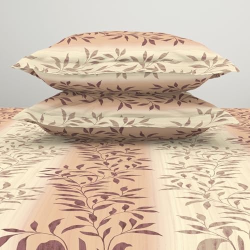 Welspun 120 TC Cotton Blend Bedsheet for Double Bed with 2 Pillow Cover | Skin Safe & Super Soft King Size Bed Sheet | (274 X 274 CM) - Ornate Brown | Harmony - Image 5