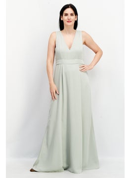 Women Solid Maxi Dress, Sage Green