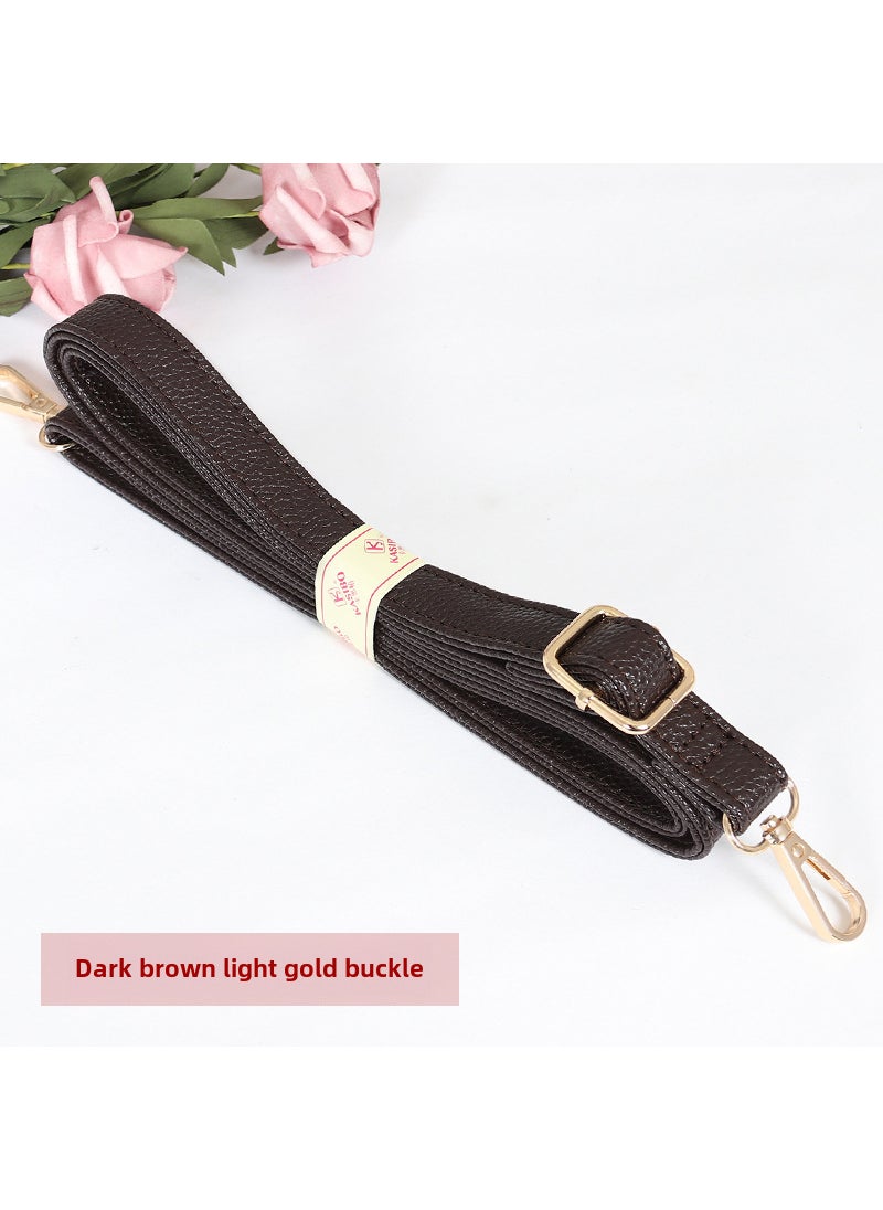 Generic Lychee Texture Adjustable Bag Strap Dark Coffee Light Gold Buckle 