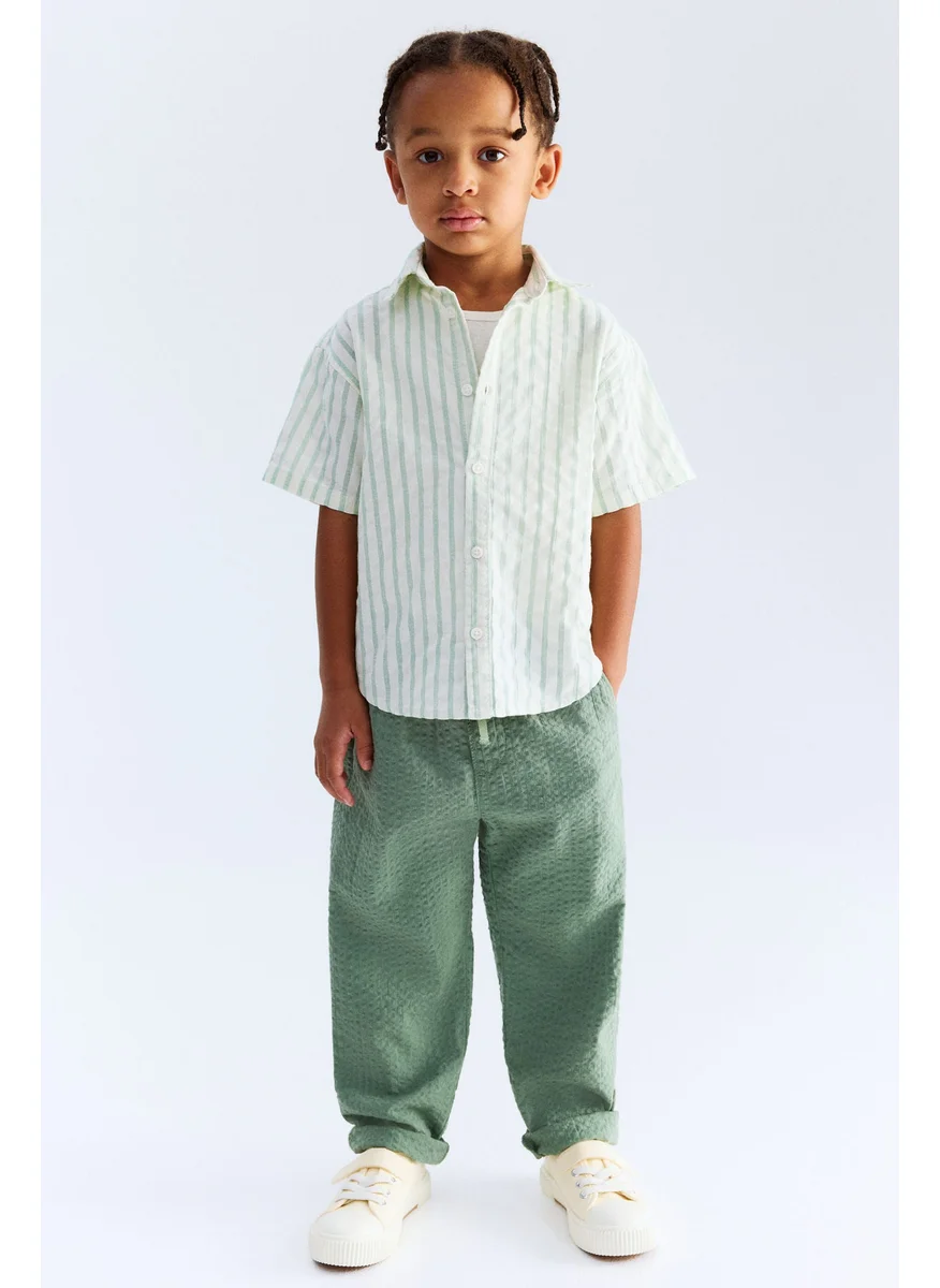 اتش اند ام Cotton Seersucker Trousers