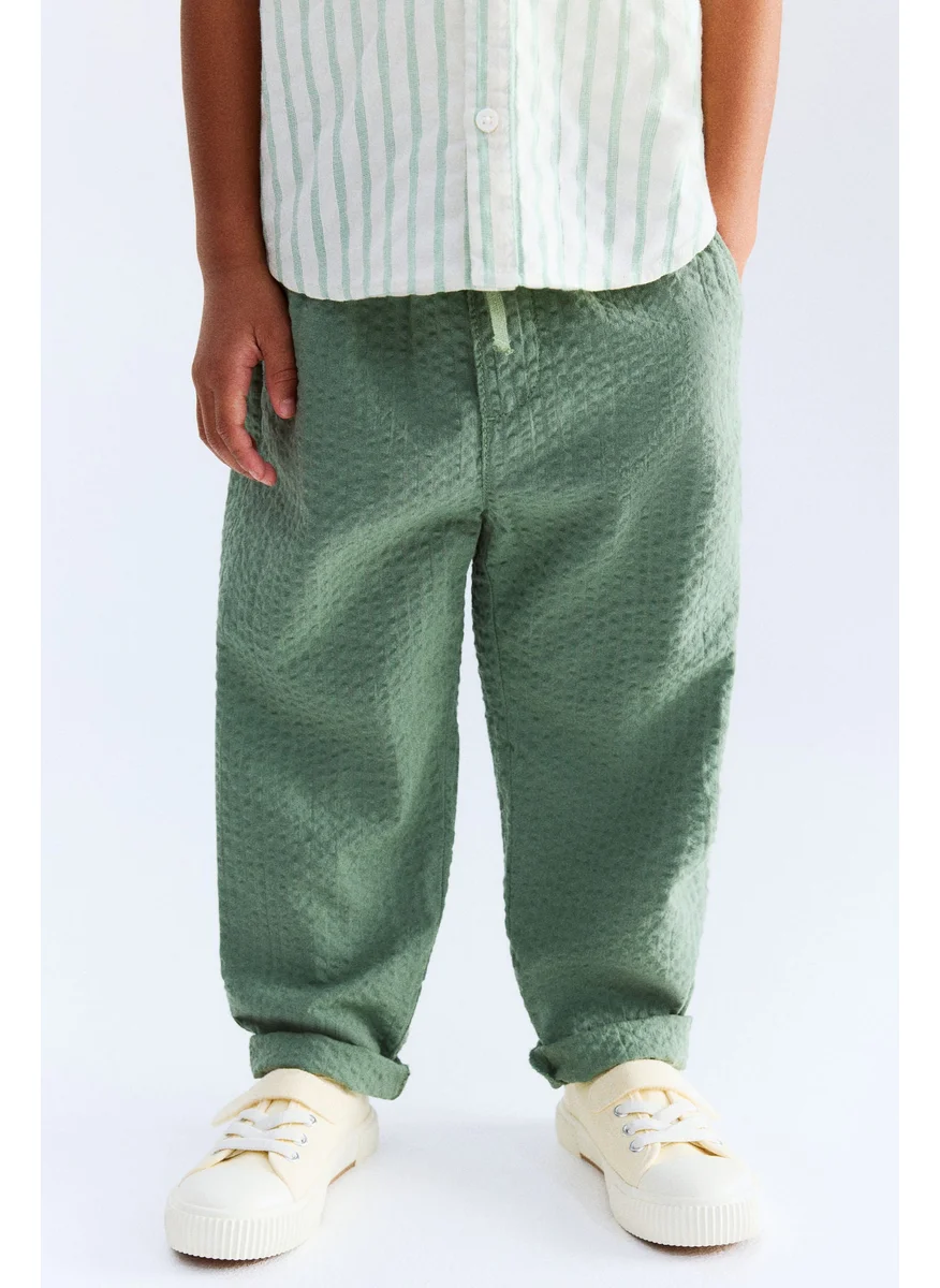 اتش اند ام Cotton Seersucker Trousers