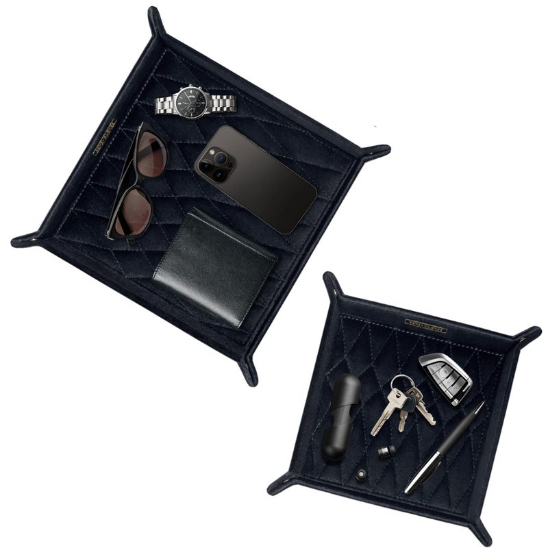 Benevolence LA Perfume Trays for Dresser Set of 2  Black Jewelry Tray Vanity Valet Organizer Catch All Trays Makeup Decorative Organizer  Ebony