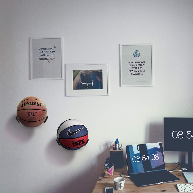 Jolitac Wall Mounted Ball Holder Display Sports Balls Storage and Decoration Shelf Black Self-Sticking Claw Racks (3 PC) - Image 3