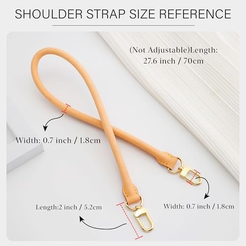 OAikor Vachetta Leather Shoulder Strap Purse Straps Replacement Compatible with Lv Graceful Damier Soft Speedy20 25 30 Bag,Top Cowhide Leahter Bag Rolled Strap,W:0.7"(1.8cm),L:27.6"(70cm),Beeswax - Image 3
