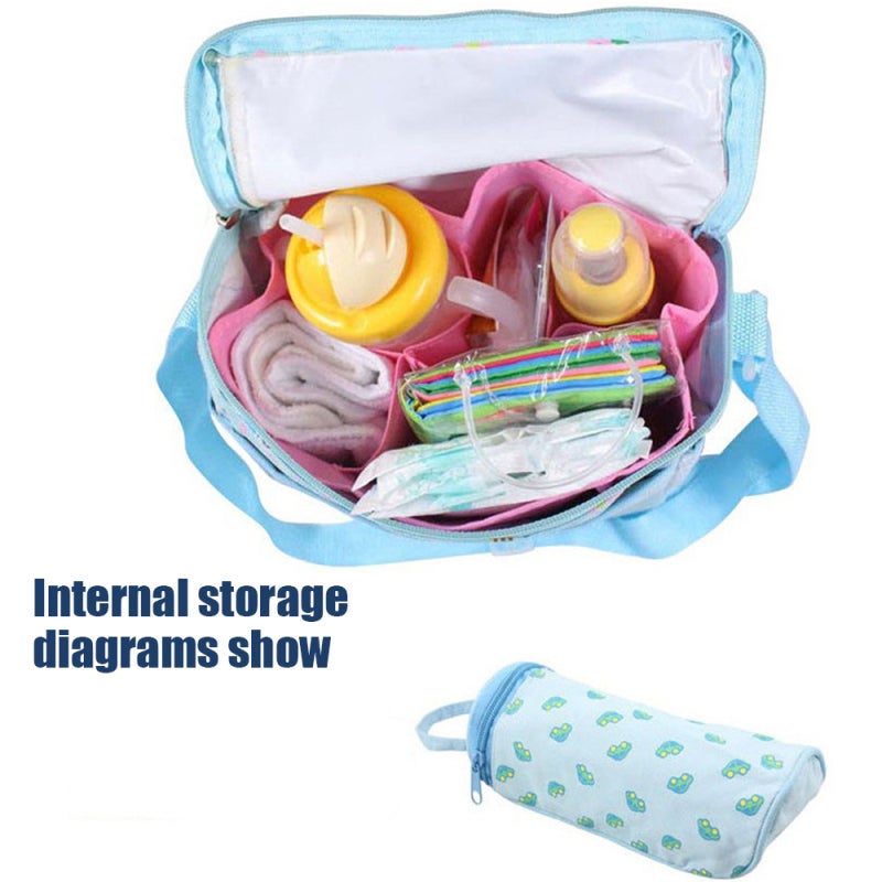 Diaper Bag 4 Piece Set: Light Blue Skin-friendly 900D Oxford Cloth - Lightweight With Adjustable Strap Portable Tote for Hospital, Travel and New Parents - Image 4