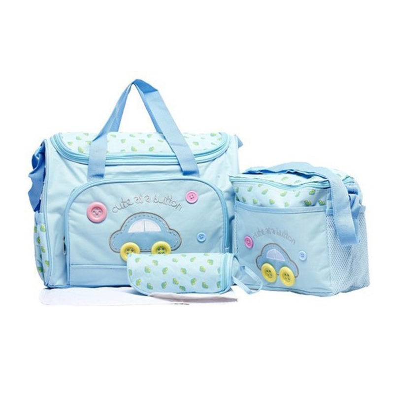 Diaper Bag 4 Piece Set: Light Blue Skin-friendly 900D Oxford Cloth - Lightweight With Adjustable Strap Portable Tote for Hospital, Travel and New Parents - Image 1
