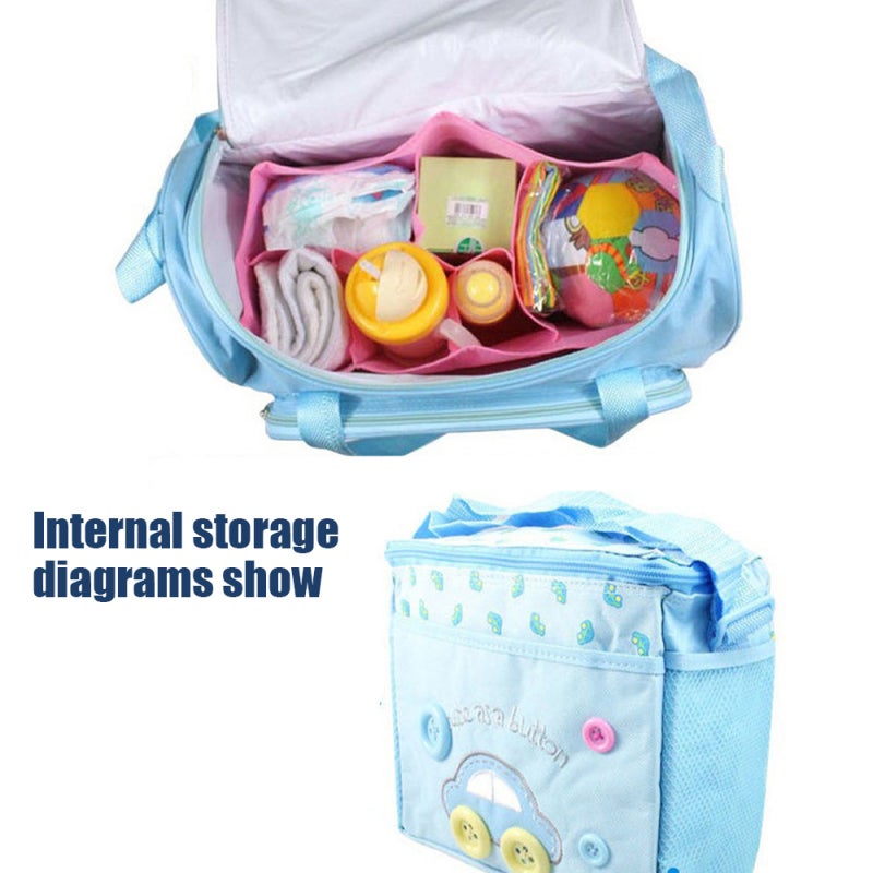Diaper Bag 4 Piece Set: Light Blue Skin-friendly 900D Oxford Cloth - Lightweight With Adjustable Strap Portable Tote for Hospital, Travel and New Parents - Image 3