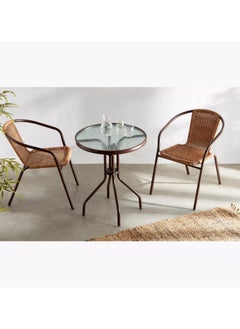 DubaiGallery Patio Furniture Set, 3 Pieces Porch Backyard Garden Outdoor Furniture Rattan Chairs and Table Wicker Conversation Set  - Image 2