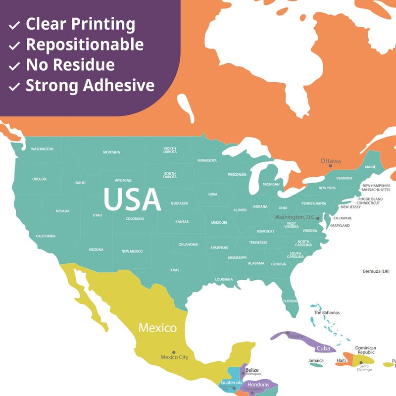 DECOWALL DMT-1809S Modern Pastel Tones World Map Kids Wall Stickers Wall Decals Peel and Stick Removable Wall Stickers for Kids Nursery Bedroom Living Room (Large) - Image 4