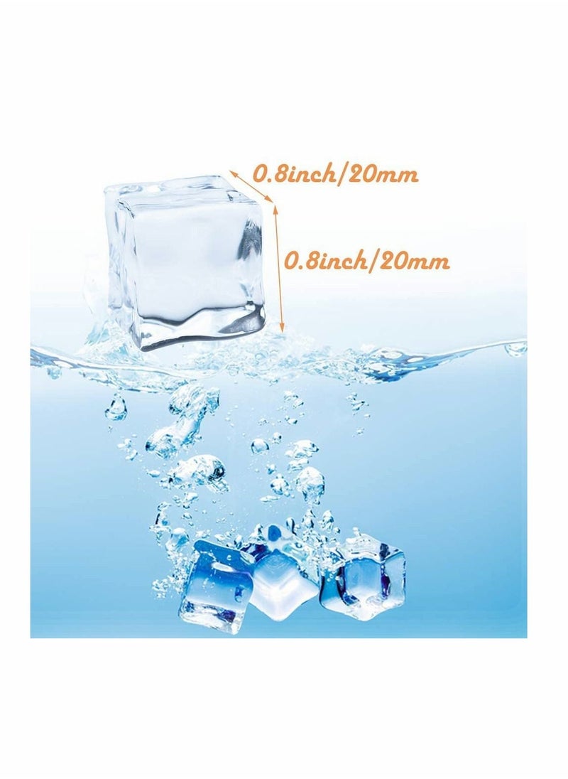 SYOSI 50 Pcs 20MM Reusable Plastic Ice Cubes Clear Acrylic Fake Artificial Square Crystal for Photography Props Home Decoration Wedding Centerpiece Vase Fillers  - Image 2