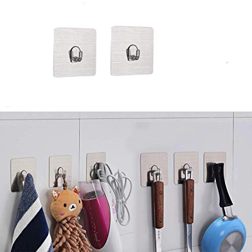 ADTALA Adhesive Sticker ABS Plastic Wall Hooks Utility for Towel Bathrobe Coats - 2 Pieces - Image 1