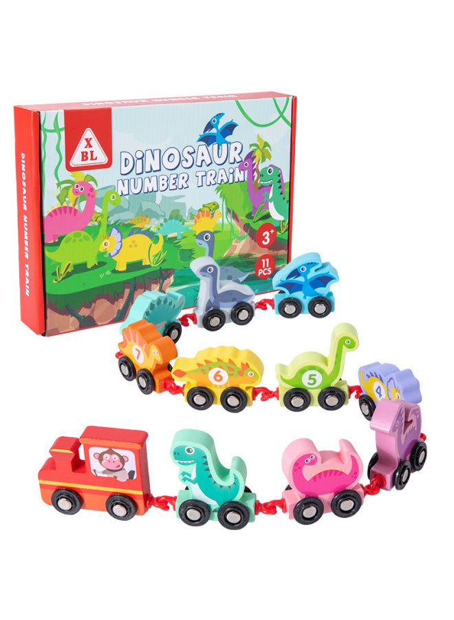 Magnetic Digital Small Train Magnetic Building Blocks Assembled Toys Baby Children Boys Educational Girls 1-3 To 6 Years Old 2-Color:Extra Large Premium Box Packaging [dinosaur Digital Train]  - Image 1