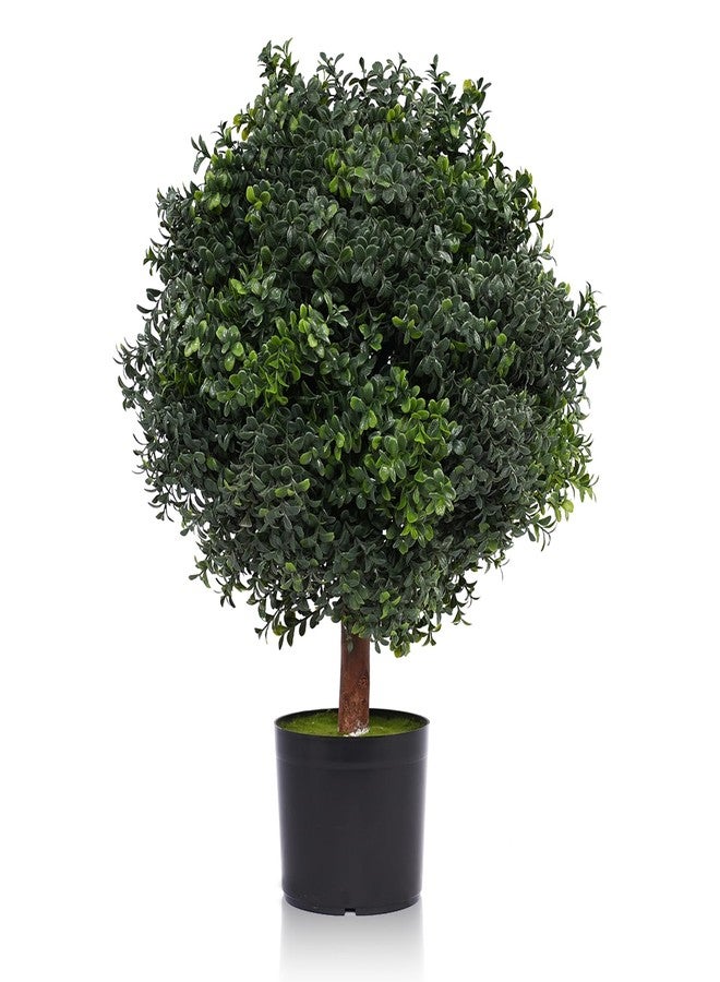 Silk Tree Warehouse مستودع شجرة الحرير، شجيرة زينة خارجية اصطناعية على شكل كرة من خشب البقس، بطول قدمين، مزروعة في أصيص، مقاومة للأشعة فوق البنفسجية، من إنتاج باجاري - Image 1