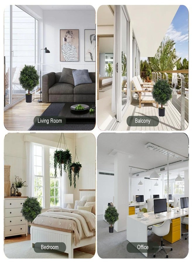 Silk Tree Warehouse مستودع شجرة الحرير، شجيرة زينة خارجية اصطناعية على شكل كرة من خشب البقس، بطول قدمين، مزروعة في أصيص، مقاومة للأشعة فوق البنفسجية، من إنتاج باجاري - Image 4
