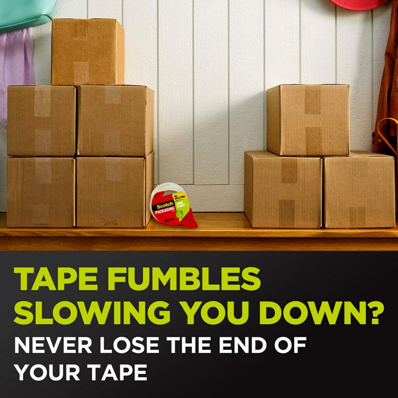 Scotch Sure Start Packing Tape, Clear, Holiday Wrapping Tape with Quiet Unwind and Easy Start, 1.88 in. x 38.2 yd., 2 Tape Rolls and 1 Dispenser - Image 2