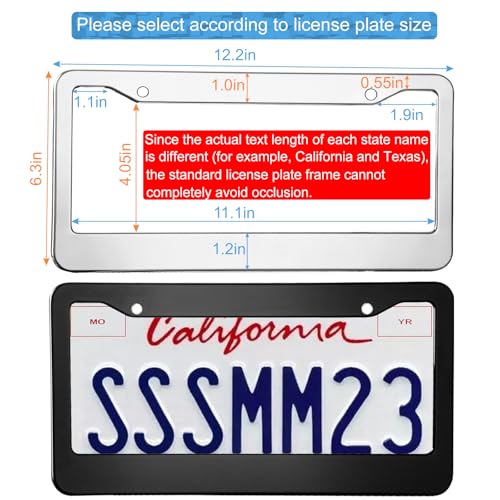 lengnoyp 2PCS Chrome License Plate Frame, 2 Holes Silver Stainless Steel License Plate Frames, Universal Car License Plate Holder for Man, Licence Plate Frame and Screws, by Lengnoyp - Image 2