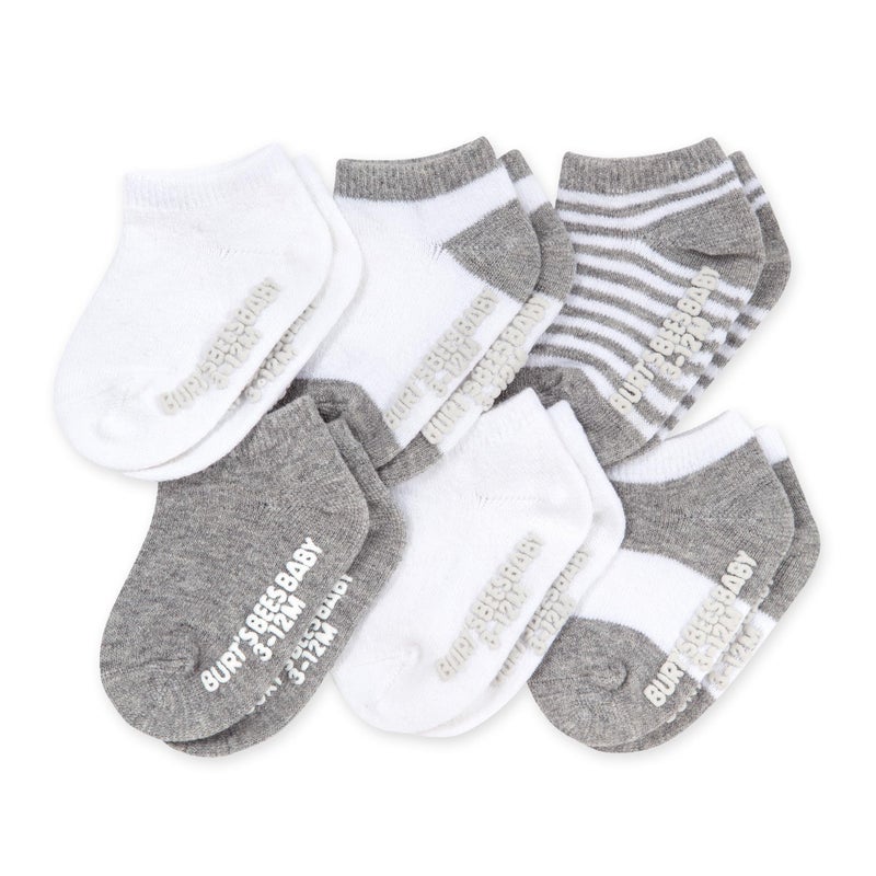 Burt's Bees Baby Baby Socks Ankle or Crew Height Made with Soft Organic Cotton - 6 Packs With Non-Slip Grips for Babies and Newborn Babies Ages 0-3 Months up to Toddlers 5 Years Old - Image 1