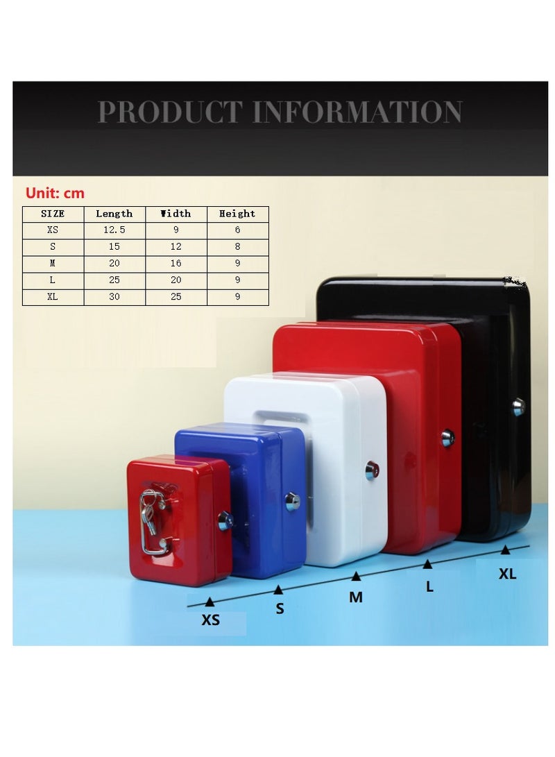 Bluejw Large Cash Box Steel Register With Tray And Lock Durable Portable Money Box Safe For Bills Jewelry Receipts Coins Red - Image 5