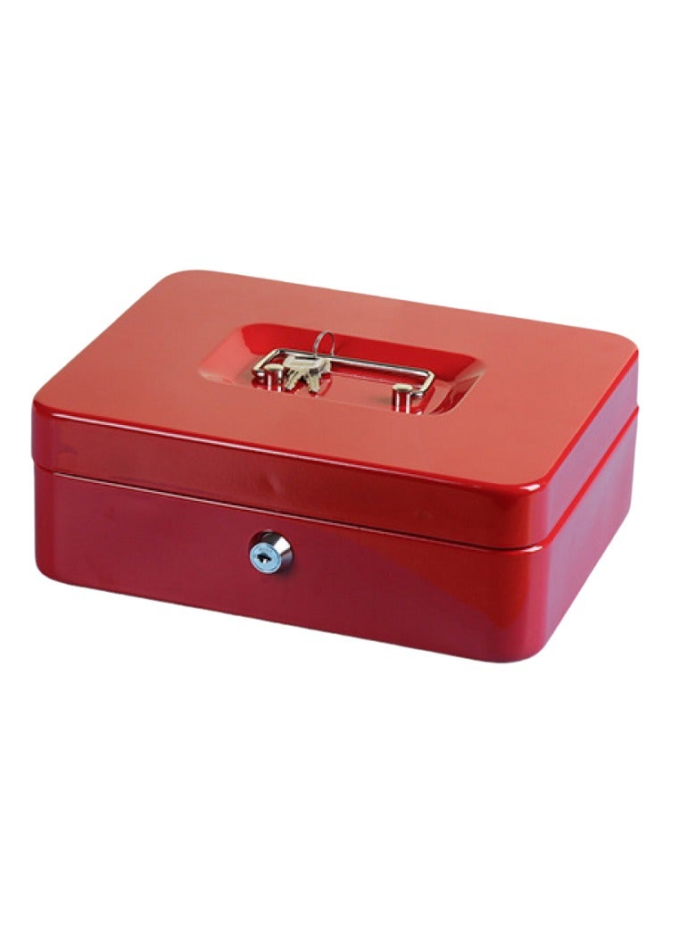 Bluejw Large Cash Box Steel Register With Tray And Lock Durable Portable Money Box Safe For Bills Jewelry Receipts Coins Red - Image 3