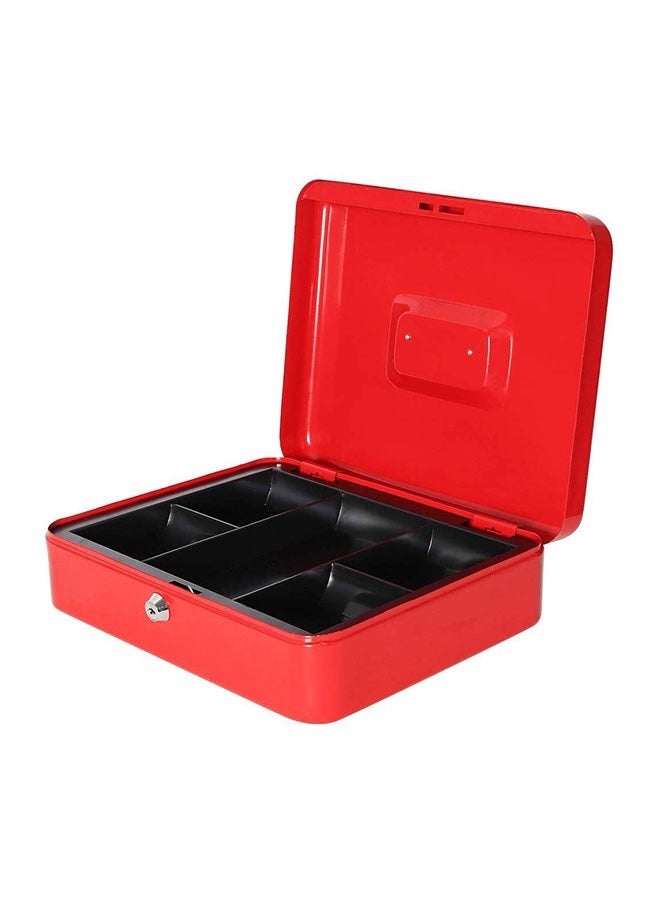 Bluejw Large Cash Box Steel Register With Tray And Lock Durable Portable Money Box Safe For Bills Jewelry Receipts Coins Red - Image 1