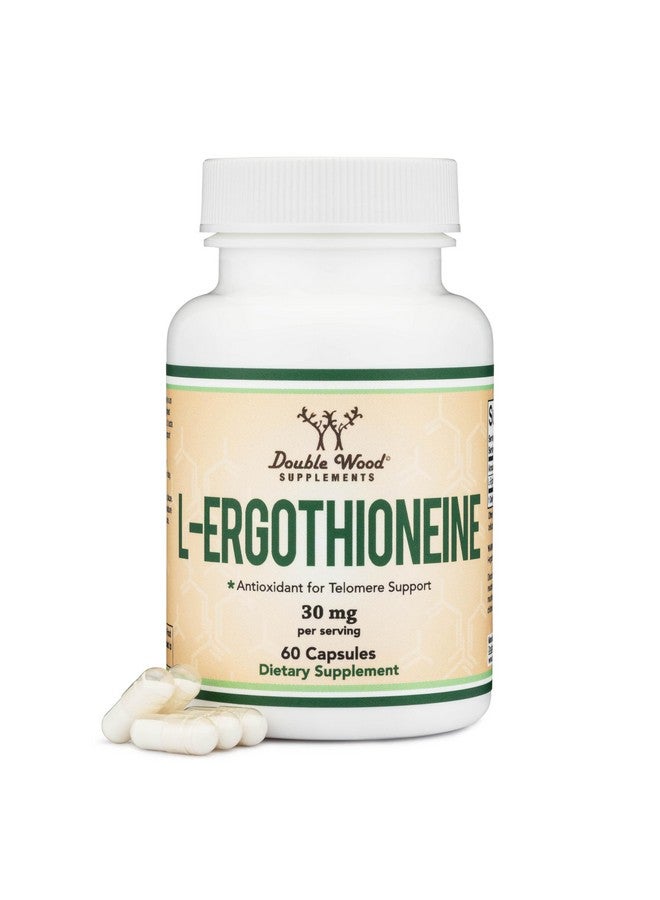 Double Wood Supplements مكمل إرجوثيونين (EGT) 30 ملغ من إرجوثيونين L النقي المستند إلى النباتات لكل كبسولة، 60 عدداً (قد يدعم طول العمر والشيخوخة الصحية) خالي من الكائنات المعدلة وراثياً، خالي من الغلوتين، آمن للنباتيين من دابل وود - Image 1