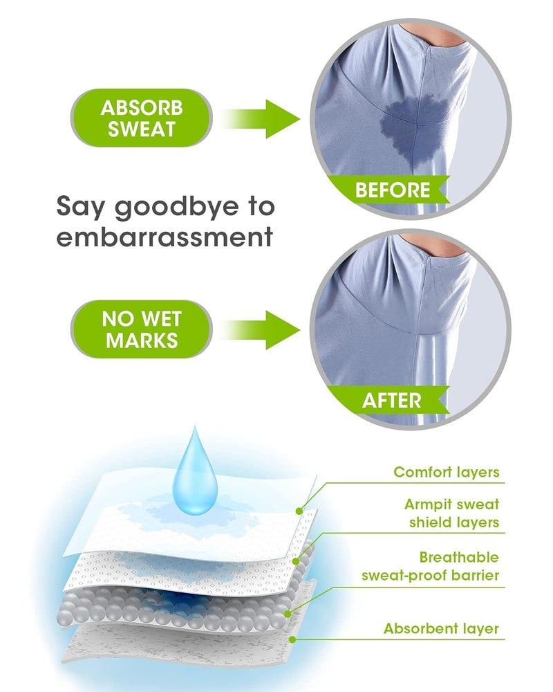 Premium Underarm Sweat Pads - [40 PCS] for Men and Women - Extra Adhesive, Invisible, Comfortable, Disposable Armpit Shields for Hyperhidrosis Protection - Image 3
