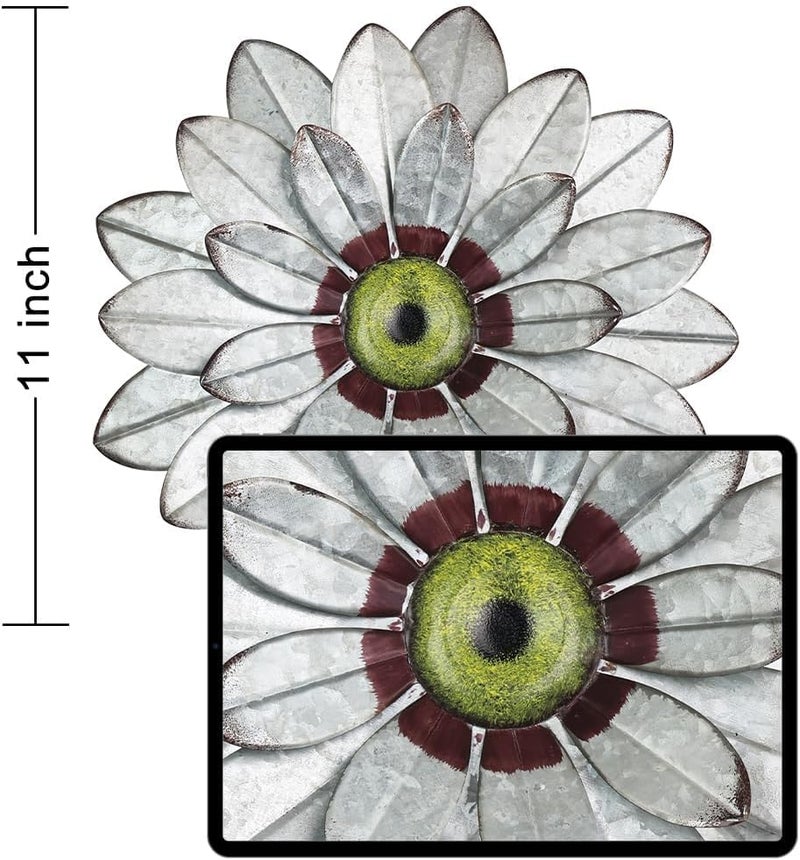 YEAHOME Metal Flower Wall Decor, 11" Boho Wall Art for Bedroom/Rustic Patio Decor - Image 2