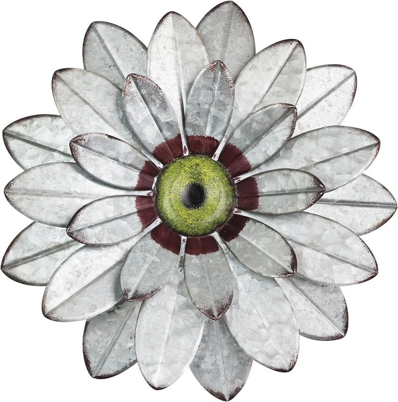 YEAHOME Metal Flower Wall Decor, 11" Boho Wall Art for Bedroom/Rustic Patio Decor - Image 1
