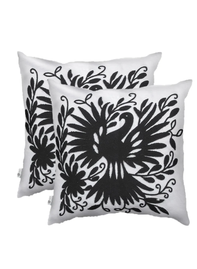 Donetella 2 Piece Embroidered Cushion Cover (45x45 cm) Without Filler Black