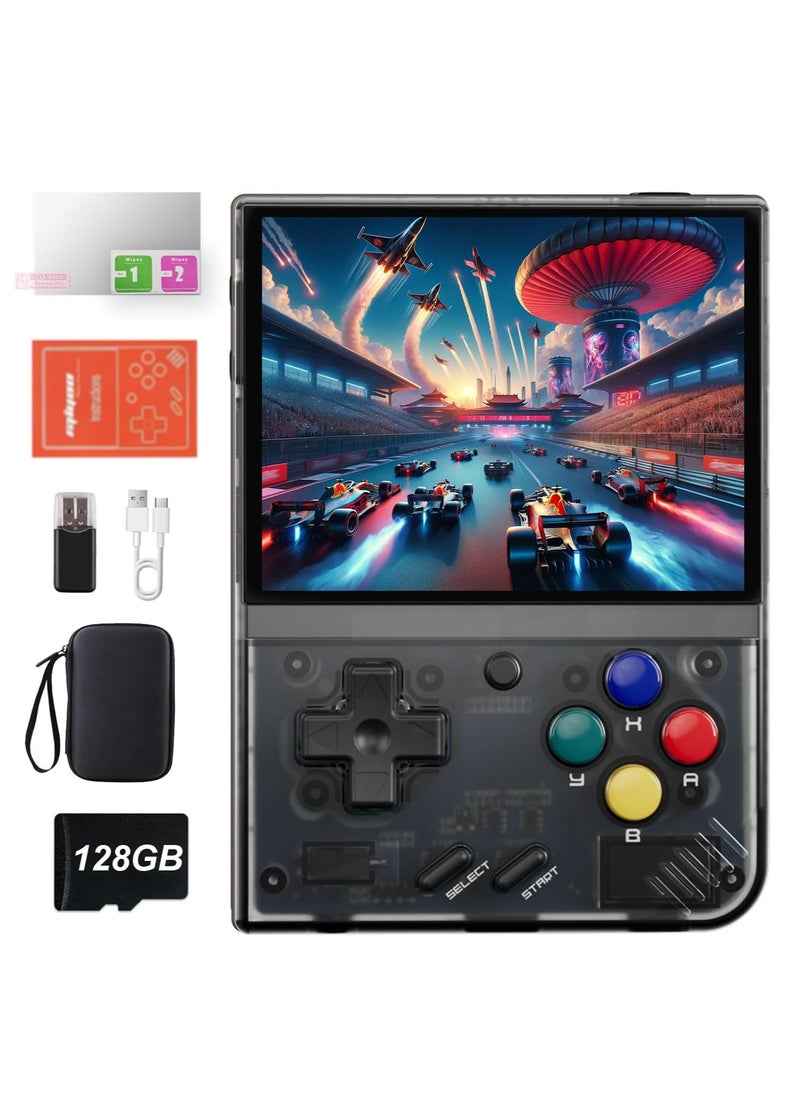 Miyoo - Mini Plus Handheld Game Console, with Dedicated Storage Case, 3.5 Inch IPS 640x480 Screen, 64G/128G TF Card with 10,000+ Games, 3000mAh 7+Hours Battery, Support Wireless Network (Black 128G) - Image 1