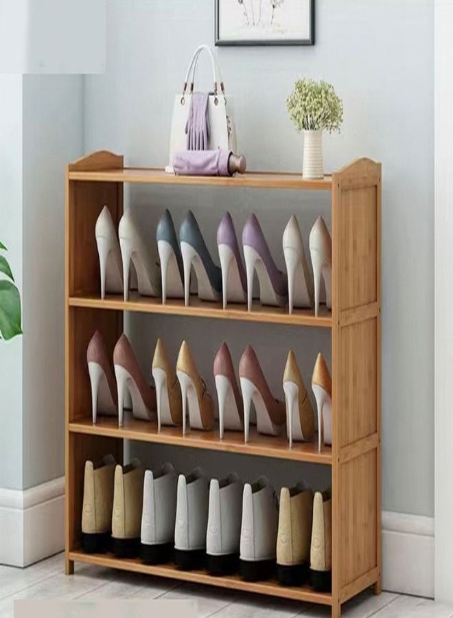 fashionhome 4-Tiers Bamboo Shoe Rack Organizer Shoe Cabinet Display Storage Rack for Entryway and Living Room Furniture 70x25x66 cm  - Image 1