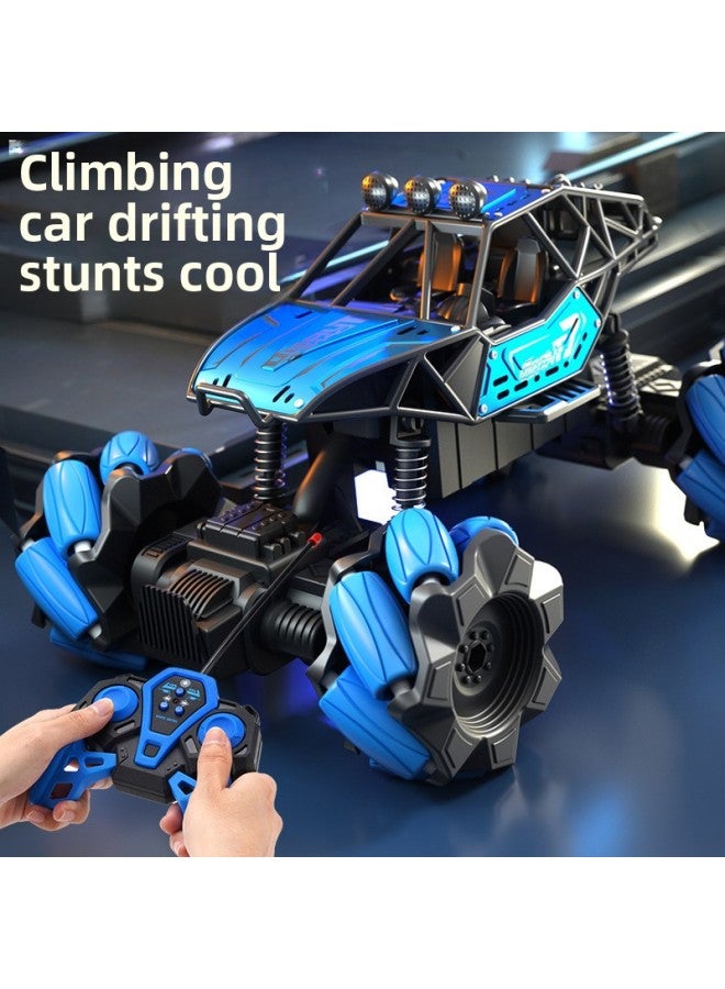 Large Remote Control Off-road Vehicle High-speed Four-wheel Drive Climbing Charging Electric Alloy Remote Control Car Children Boys Toy Racing Car-Color:Climbing Remote Control Car—stunt Wheel 【blue】 - Image 3