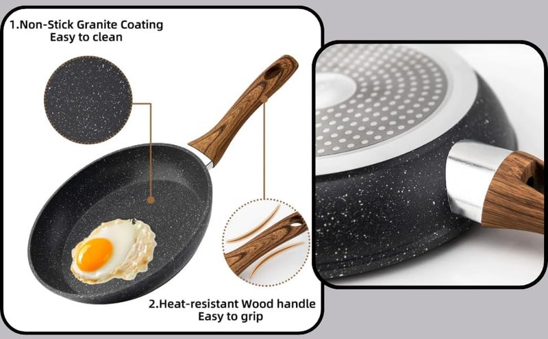 Touchcart Aluminum Alloy Marble Finish Non-Stick Frying Pan with CD Bottom, Bakelite Wood Handle, Induction Compatible & Dishwasher Safe - Professional Kitchen Cookware (24 CM) (Red) - Image 5