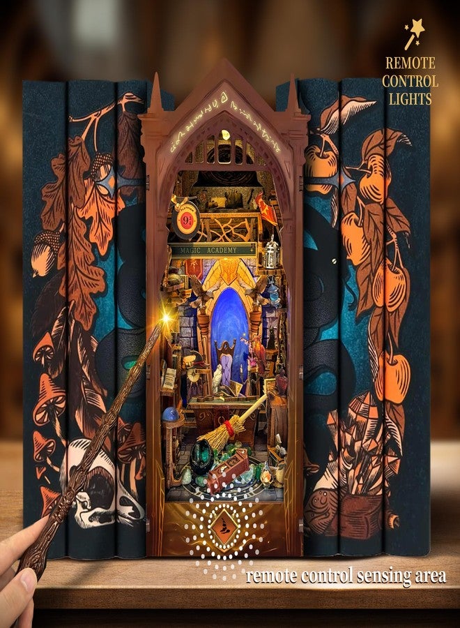 Miggley Book Nook Kit for Adults, Booknook DIY Miniature House Kit, 3D Wooden Puzzles for Adults, Wood Gifts for Book Lovers Women Friends - Magic Academy - Image 2