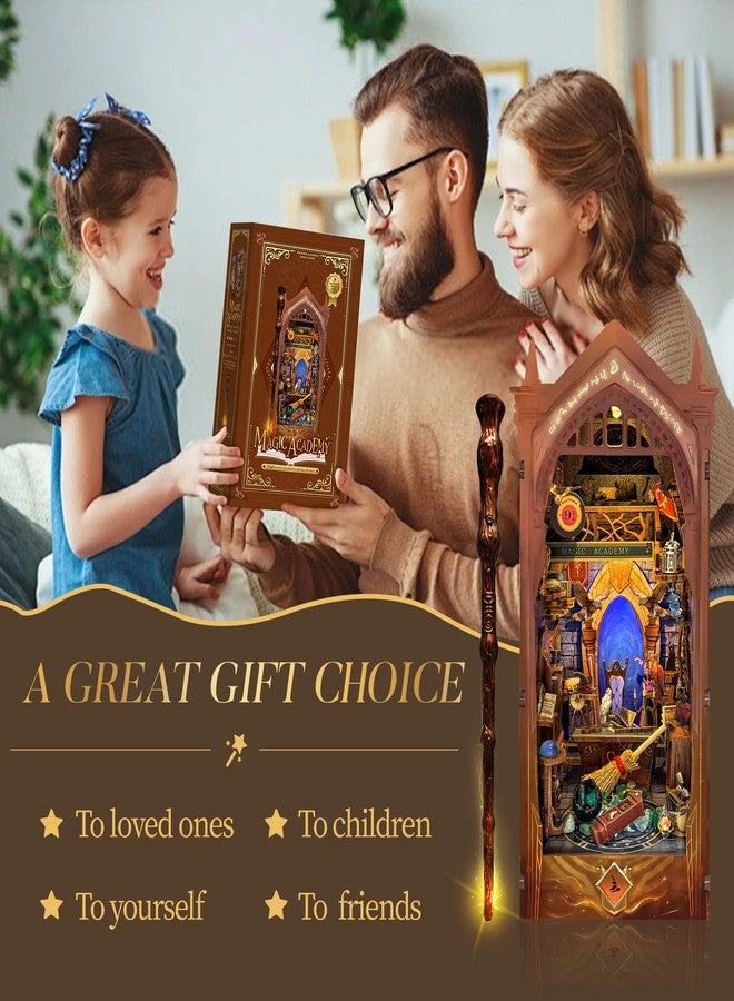 Miggley Book Nook Kit for Adults, Booknook DIY Miniature House Kit, 3D Wooden Puzzles for Adults, Wood Gifts for Book Lovers Women Friends - Magic Academy - Image 4