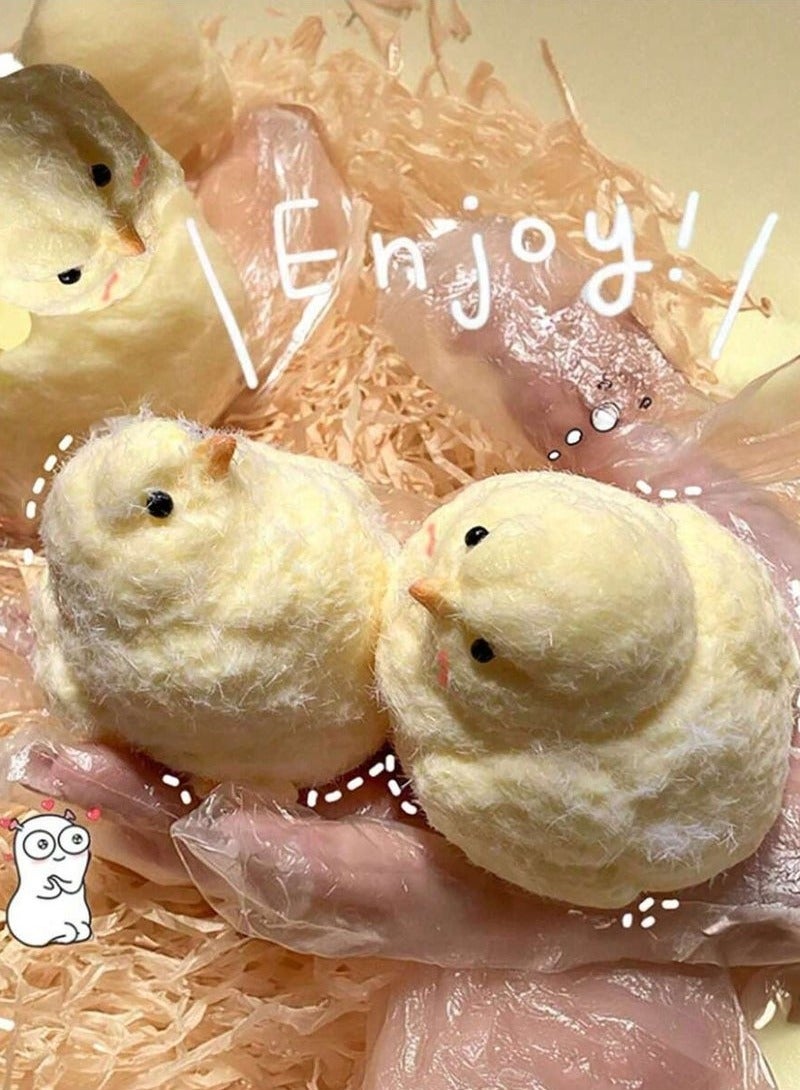 Haidue 3Pcs Handmade Ultra-Soft Chick Squeeze Toy - Squishy Rubber Chicken Stress Relief  Perfect for Desk Decoration & Relaxation  Ideal For Students  Office Workers  And Home Decor - Image 1