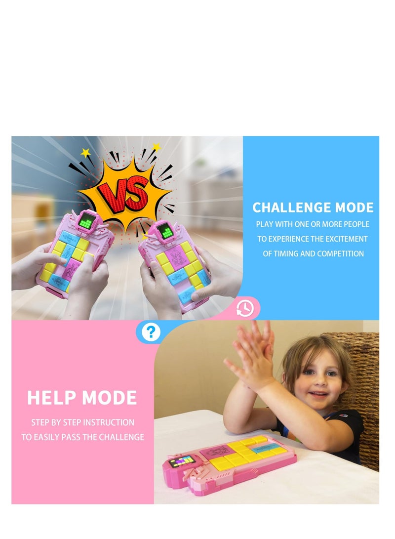 Excefore Super Slide Puzzle Games with 1500+ Challenges, Huarong Road Digital Sliding Puzzle, Brain Teaser Puzzle, STEM Toys for Kids, Teens, Travel Games Birthday for Boys Girls (Pink)  - Image 5