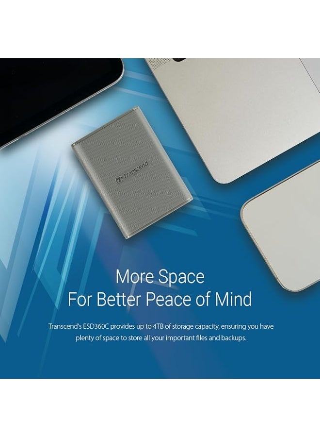 ترانسيند 11 Transcend 1TB External, Portable, Military Drop Test Certified SSD ESD360C USB 20Gbps Type C TS1TESD360C - Image 5