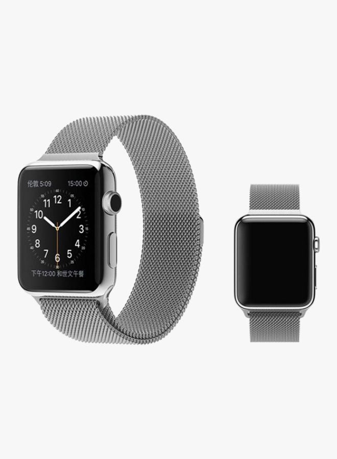 NIBEMINENT Replacement Stainless Steel Band Apple Watch Series 3/2/1 Silver - Image 2