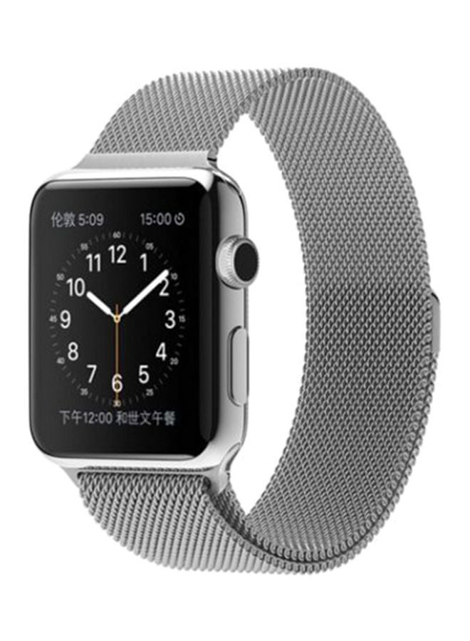 NIBEMINENT Replacement Stainless Steel Band Apple Watch Series 3/2/1 Silver - Image 1