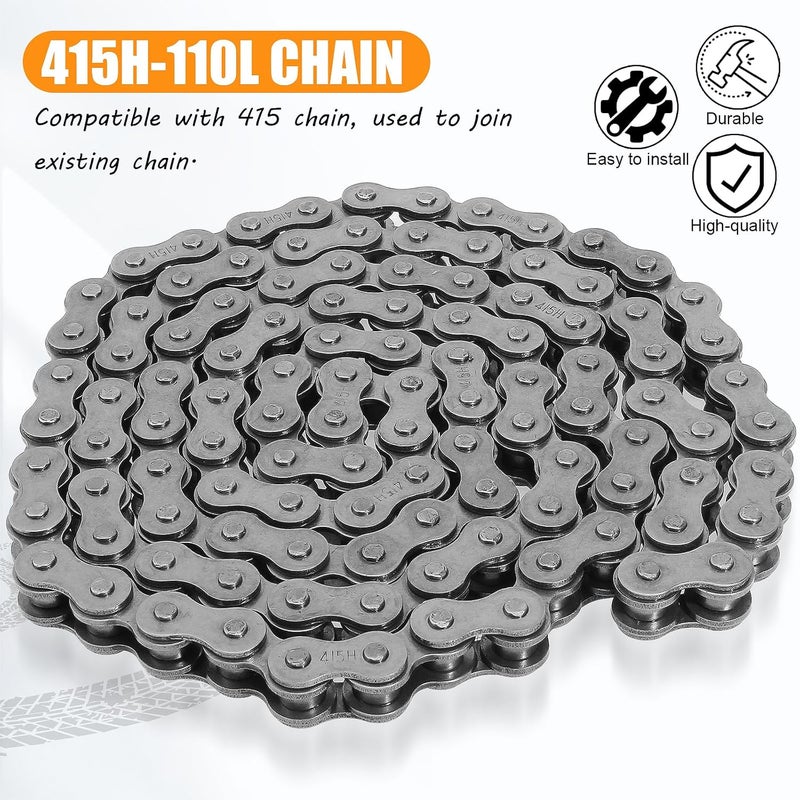 QAZAKY 415 415H Chain 110L Link Heavy Duty for 49cc 50cc 60cc 66cc 70cc 80cc 2-stroke 4-stroke Engine Motor Motorized Bicycle Pit Dirt Mini Bike Scooter ATV Minibike Chopper Motorcycle Motorbike - Image 4