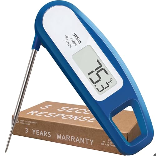 Lavatools Javelin UltraFast 3Second Digital Instant Read Meat Thermometer for Grill and Cooking 275 Probe Compact Foldable Design Large Display IP65 Water Resistant NSF Certified Butter