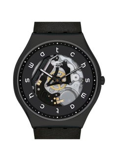 Swatch Unisex Watch Stainless Steel Leather Quartz WHITE SIDE  - Image 1