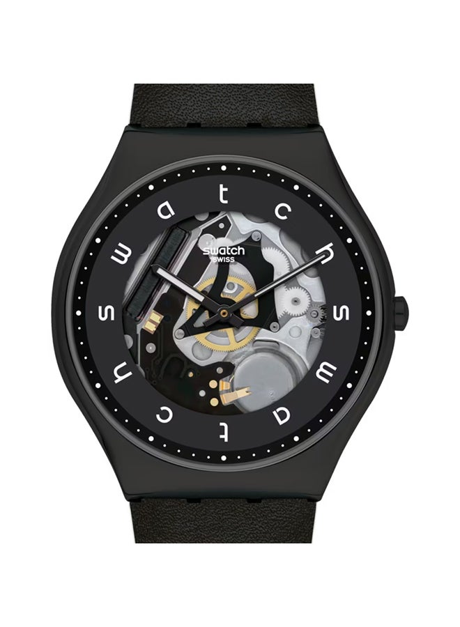 Swatch ساعة يونيكس من الفولاذ المقاوم للصدأ جلد كوارتز WHITE SIDE - Image 1