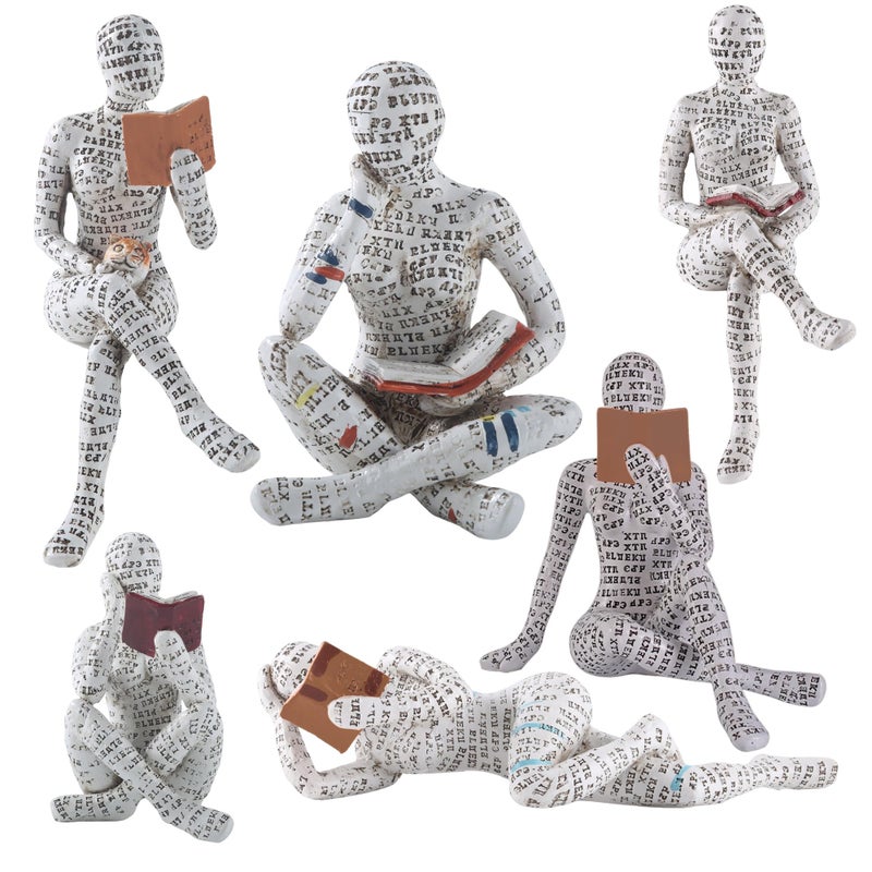 GRAPMKTG Home Decor Pulp Reading Women Thinker Statue Aesthetic Sculpture Room Decor Modern Abstract Decoration on Shelf Table Desk for Living Room Office Bedroom 6 Pack Set - Image 1