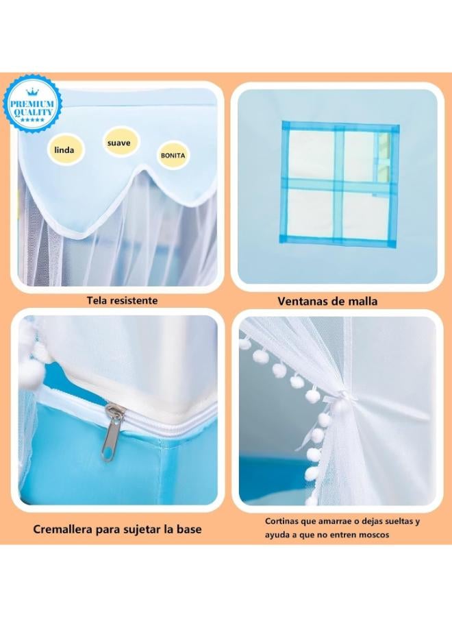 Children’s Play House Tent with Wooden Frame & Cotton Mat – 120×105×140 cm - Image 4