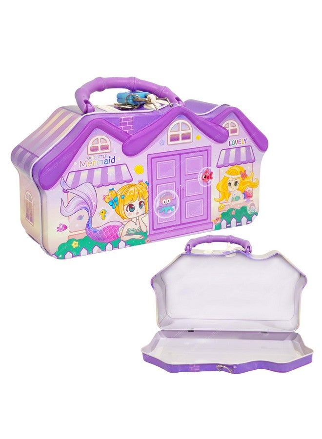 FunBlast FunBlast Hut Shaped Coin Box For Kids - Mermaid Piggy Bank - Money Saving Metal Coin Bank (Multicolor), Modern - Image 1