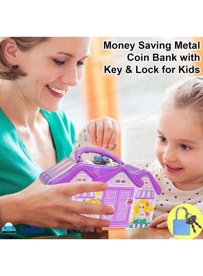 FunBlast FunBlast Hut Shaped Coin Box For Kids - Mermaid Piggy Bank - Money Saving Metal Coin Bank (Multicolor), Modern - Image 5