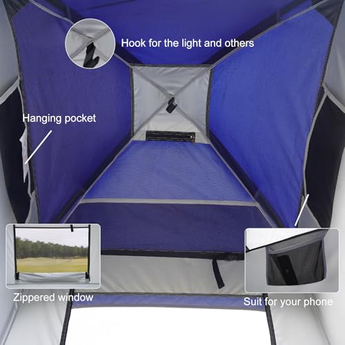 Vidalido Outdoor Shower Tent Changing Room Privacy Portable Camping Shelters (White Blue) - Image 5
